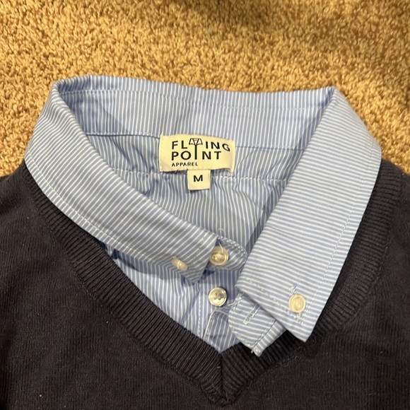 Like new men’s Flying Point long sleeve sweater with attached collar - Picture 2 of 2